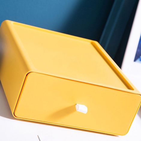 Yellow Mango – Aufbewahrungsbox mit kontrastierender Schublade für Büro, Regal, Organizer für Schulbedarf, Aufbewahrungsschublade für Zuhause (1/3)