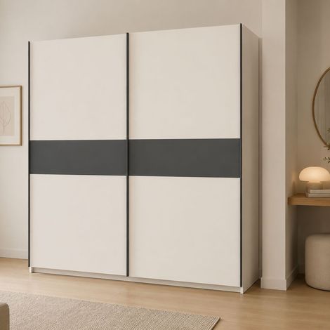 Guardarropa 2 Puertas Nalika, Armario para Habitación, 2 Estantes, Perchero, 200x204h cm Beige Cachemira (1/5)