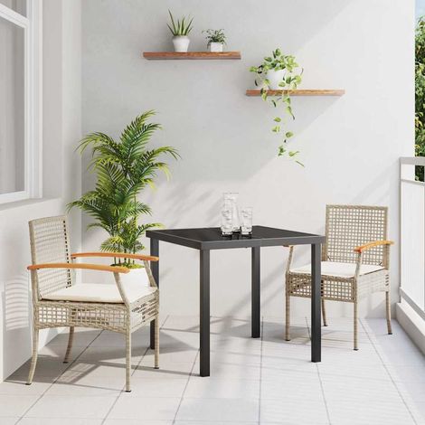 Ensemble de salle à manger pour jardin 3 pcs-Salon de jardin Beige et Noir (1/5)