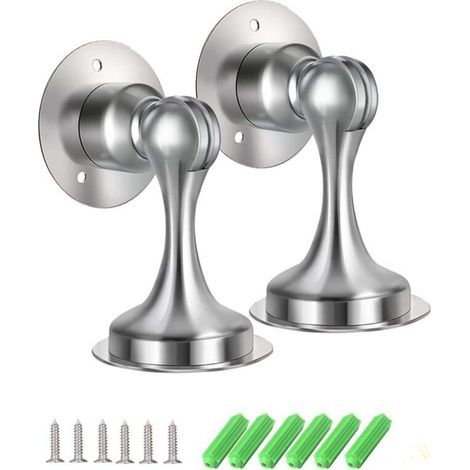 Fermaporta magnetico in acciaio inox a due componenti per montaggio a parete o a pavimento - non è necessaria la foratura. (1/5)