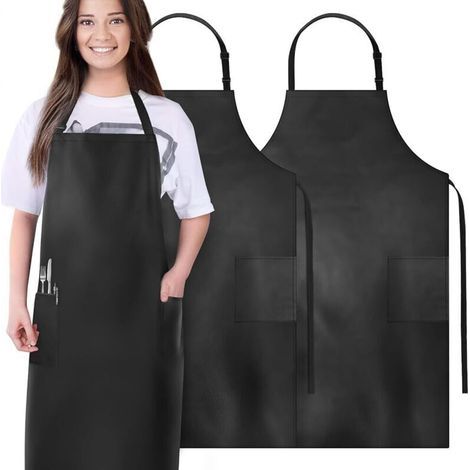 Tablier en PVC 101.6x71.12cm Réglable, Très résistant à l'huile et aux produits chimiques, Tablier imperméable extra long pour la vaisselle, le jardinage, le travail de laboratoire-2PCS (1/4)