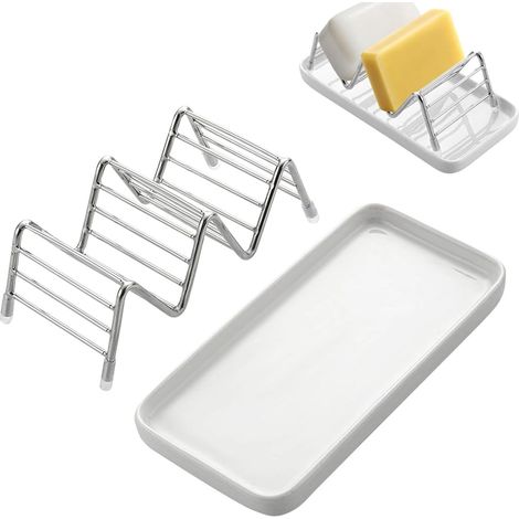 soap dish stainless steel drying tray raised sponge drain
