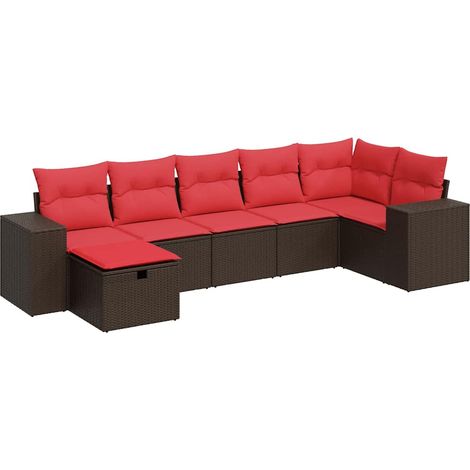 Maison Exclusive - Set Divani da Giardino 7 pz con Cuscini Marrone in Polyrattan (1/5)