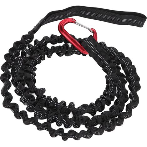 Corde de traction vélo longueur naturelle 1,7m design extensible nylon et alliage portable pour vélo de montagne corde de traction pour entraînement extérieur noir (1/5)