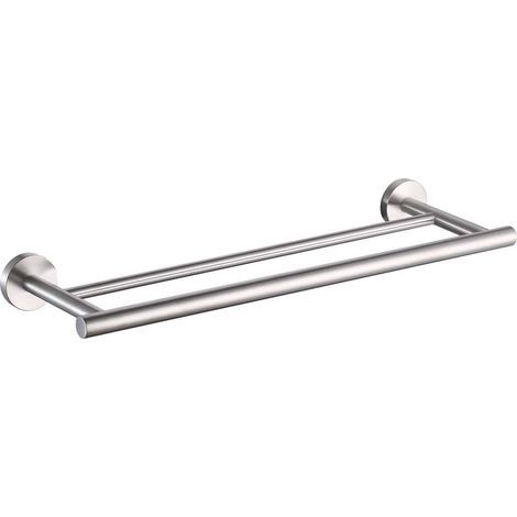 Porte-serviettes double pour salle de bain et cuisine, acier inoxydable 304, antirouille, montage mural, surface brossée (1/5)