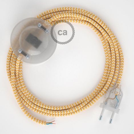 Cordon pour lampadaire, câble RZ10 Effet Soie ZigZag Blanc-Jaune 3 m. Choisissez la couleur de la fiche et de l'interrupteur Transparent (1/4)