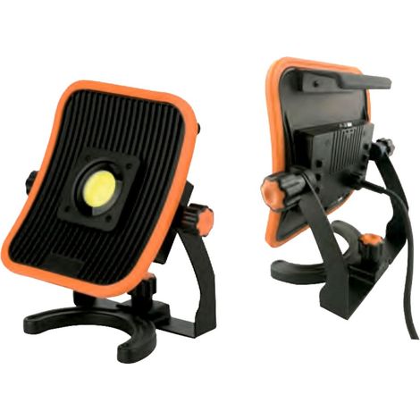 PROYECTOR TRABAJO LED RECARGABLE PROFESIONAL CON USB IP54 30W 6500K 120º 230V incluye 5 mts de manguera 3 X 1,5 mm y cargador 12 V