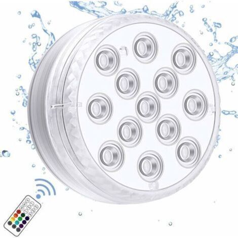 Lumière LED submersible avec aimant puissant – 13 unités IP68, pile intégrée, télécommande RF incluse pour baignoire, douche et piscine (1/4)
