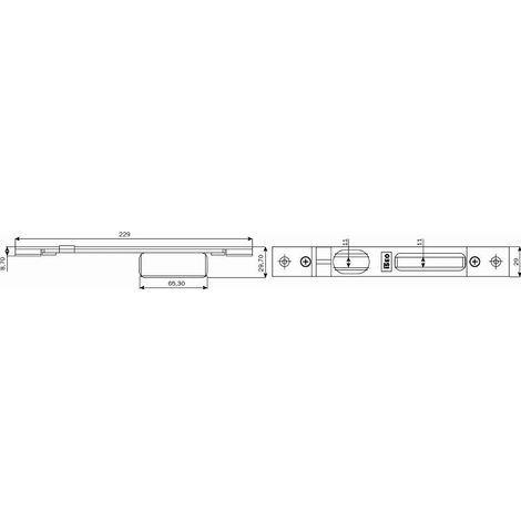 Einstellbares zentrales Schließblech 29x229 mm ISEO für Performa-Schloss - 038630