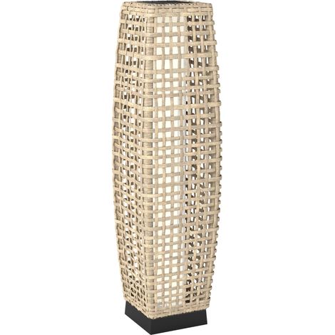 Lampadaire solaire, lampe solaire en rotin avec capteur de luminosité, éclairage solaire LED automatique style bohème, étanche IP44 (1/5)