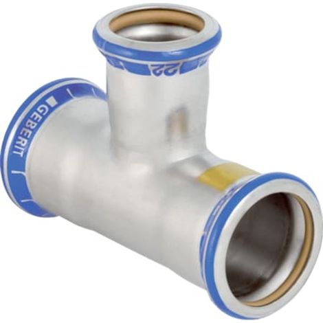 Geberit Mapress Edelstahl T-Stück reduziert (Gas),  DN 100 / 20 / 100,  dø 108 mm, 34094