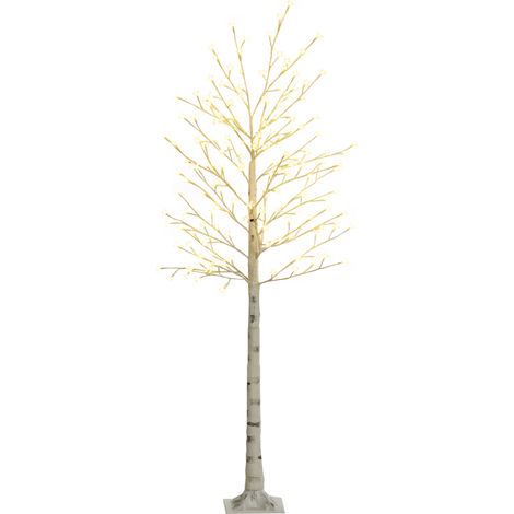 Kunstbaum, Kunstbirke, mit 180 LEDs, 3 Helligkeitsstufen, warmweiß, realistische Rinde, 21,5 x 21,5 x 180 cm (1/5)