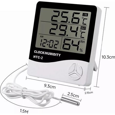 Temperatur- und Feuchtigkeitsmonitor mit 4 hochauflösenden Displays, empfindlichem Digitalthermometer und Hygrometer (1/5)