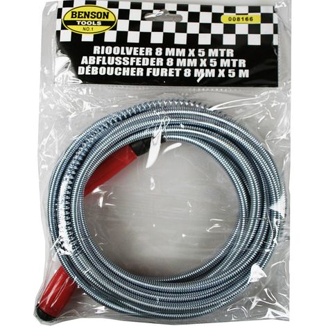 Desatascador de Tuberías Metálico 5m x 8mm