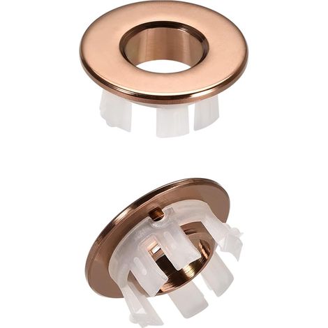 30x13.5mm(DxT) Évier Débordement Couvercle - 2Paquet - Bonne pour Salle Bain Cuisine Évier - Cuivre Lavabo Garniture Insérer dans Trou Rond Capuchons - Rose Dorée (1/5)