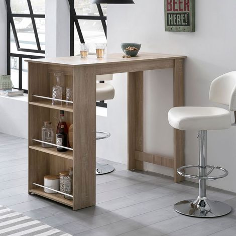 Table de bar avec rangements 120x60x107,5 cm naturel (1/5)
