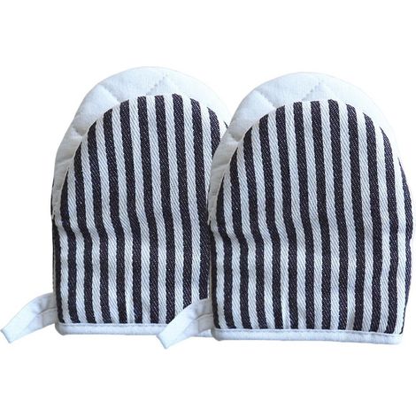 Gants de four à micro-ondes à motif rayé, style bec de canard, pour la cuisson, gants isolants, maniques de four, noirs (1/5)