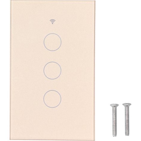 Interrupteur Tactile Zigbee 3 Voies Verre Trempé Doré 100-240V Sans Condensateur Design Élégant pour Éclairage Connecté (1/5)