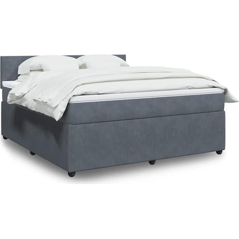 Boxspringbett mit Matratze Dunkelgrau 180x200 cm Samt