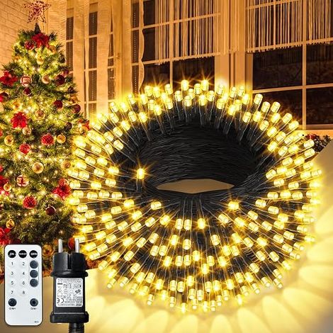 Guirlande Lumineuse Exterieure de Noël, 10M 100 LED Guirlande Lumineuse Sapin Intérieur et Extérieure (1/5)