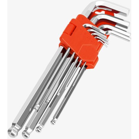 Clé Torx, Jeu de 9 Clé Hexagonale Clé Allen Manche Long Outil de Réparation de Couple de Torsion Etoile Inviolable avec Support de Rangement(T10-T50) (1/4)