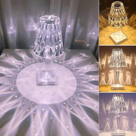 Veilleuse Lampe Crystal Touch LED à intensité variable 3 couleurs réglable (1/4)