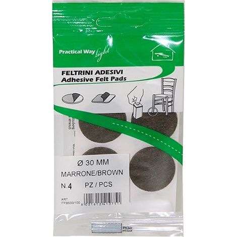 FELTRINO ADESIVO TONDO MARRONE Ø30MM - CF. BLISTER 4PZ
