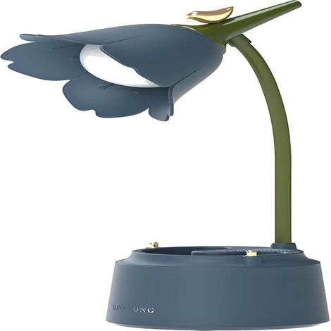 Lampe LED bleue pour enfants, de bureau ou de chevet, motif fleurs et oiseaux, rechargeable par USB, commande tactile (1/3)