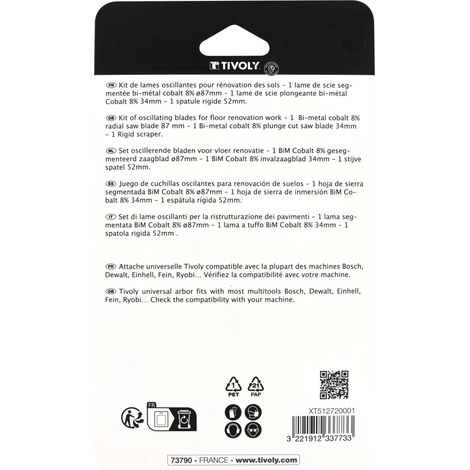 Tivoly • Kit 3 pezzi Lame Oscillanti per Multi Tool per rifacimento pavimenti