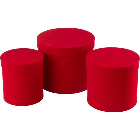 Lot de 3 Boîtes de Rangement Rondes "Vaughn" 27cm Rouge (1/3)