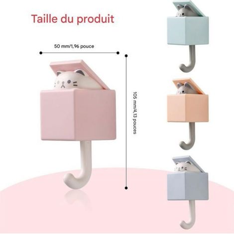 Porte Manteau Enfant Mural,4 Pièces Crochets Adhesif Muraux pour Animaux Mignon Crochet Créatif pour Manteau Cat Hook Rétractables (1/5)