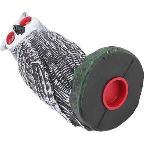 Lot de 2 petits leurres anti-oiseaux hibou à tête rouge en plastique pour jardin, décoration extérieure chasse factice blanc courbé effaroucheur jardin. (1/5)