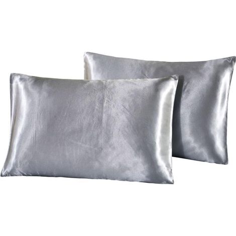 Taie D Oreiller - Satin Polyester 100 % - 50 x 65 cm - Fermeture Enveloppe - Pour Cheveux Et Peau - Lot De 2 (1/5)