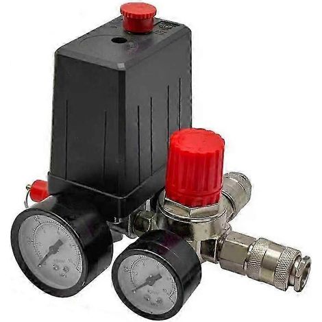 Pressostat de compresseur d'air, vanne de régulation avec manomètres, vanne de compresseur d'air (1/5)