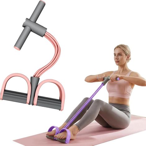 Pedalmotståndsband med handtag, multifunktionellt elastiskt yogamotståndsband, fotpedalmotståndsband av naturgummi, stretchträningsfitness (1/5)