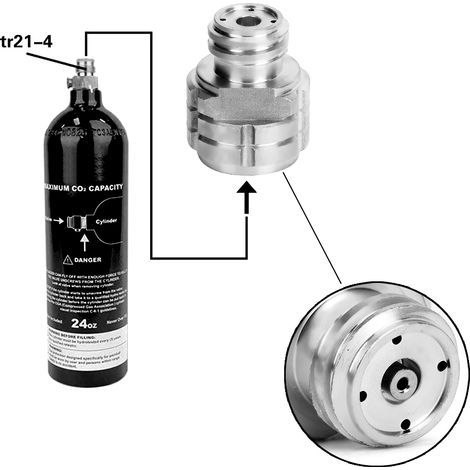 Adaptateur de Recharge CO2 pour SodaStream et Soda Club – Filetage Femelle G1/2 vers Mâle TR21-4 en Laiton, Argent (1/3)