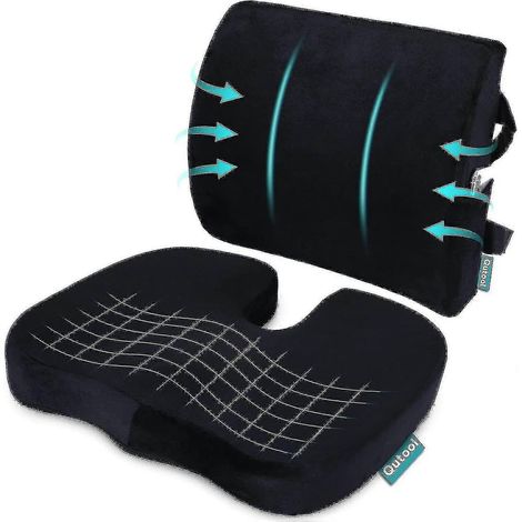 Coussin orthopédique de siège et coussin de soutien lombaire pour chaise de bureau, coussin en mousse à mémoire de forme pour siège auto (1/5)