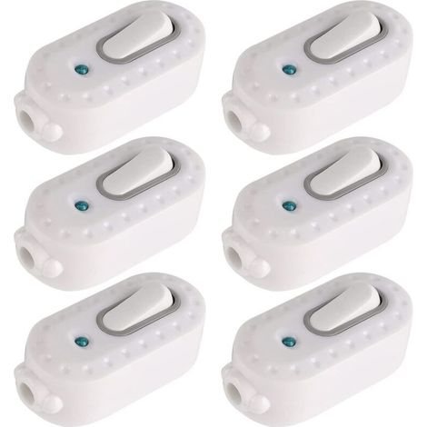 Interrupteur Bi-polaire,6 Pcs 6A Compact en Plastique On/Off Interrupteur à Bascule Interrupteur à Bascule Led Interrupteur en Ligne Cordon Lumière Interrupteur avec voyant pour Petit Appareil (1/5)