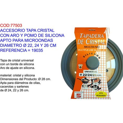 Coperchio in vetro con accessorio in silicone 22/24/26 cm adatto al microonde 19035