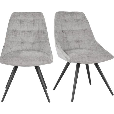 Lot 2 chaises rotatives 180° tissu doux gris clair - ATLANTIS (1/5)