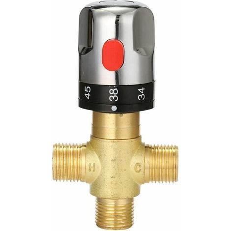 Adjustable Thermostatic Mixer Tap for Bathroom, Brass Water Mixer, Hot/Cold Water Mixing Temperature Control Valve MUMU (1/4)