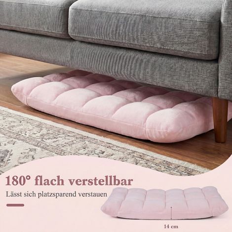 Folding floor chair/armchair with adjustable backrest and high-density foam, 66.5 x 53 x 53 cm, light pink (1/5)