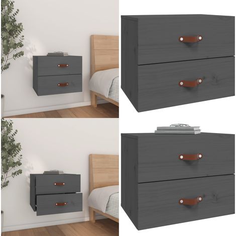 Wand-Nachttisch Grau 50x36x40 cm - Wandregal - Nachtkästchen - Holzschrank - Wohnzimmer Deko - Schlafzimmer Möbel - Home & Living (1/5)