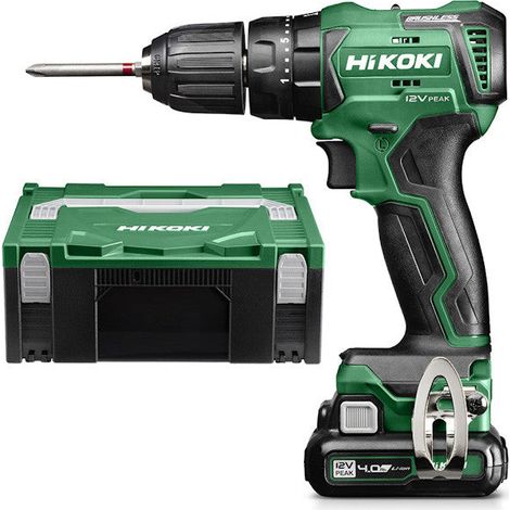Taladro atornillador percutor sin escobillas 12V 2x 4Ah - HIKOKI - DV12DDWHZ - 38 Nm 2 baterías + cargador + Hitcase II