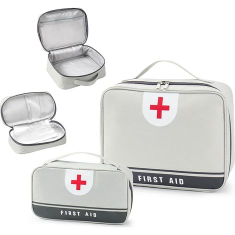 2 Pièces Trousse de Secours Vide, Trousse Pharmacie Voyage, Premiers Secours, Boite Pharmacie, Boite Medicaments Rangement, Gris (1/5)