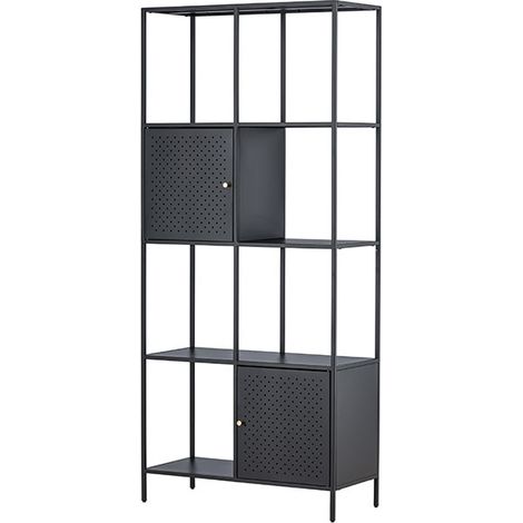 PortoSeguro Regal 2 Türen, 4 Regale schwarz.