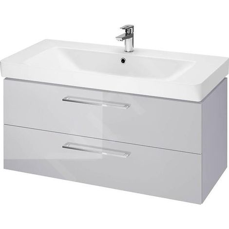 Cersanit Lara - Meuble avec lavabo, 46x99x45 cm, 2 tiroirs, gris S801-332-DSM (1/2)
