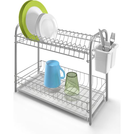 Scolapiatti a 2 Piani Smontabile Verticale da Appoggio Cucina Metaltex (1/4)