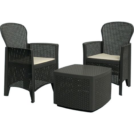 MAURY'S TREE SALOTTO DA GIARDINO CON CUSCINI 3 PZ ANTRACITE (1/2)