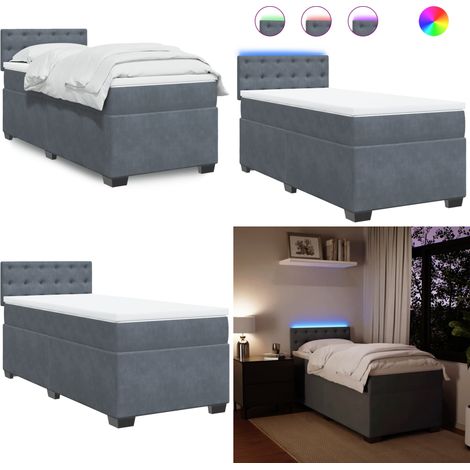Boxspringbett mit Matratze Dunkelgrau 90x200 cm Samt - Boxspringbett - Doppelbett - Samtbett - Luxusbett - Schlafsystem - Home & Living (1/5)